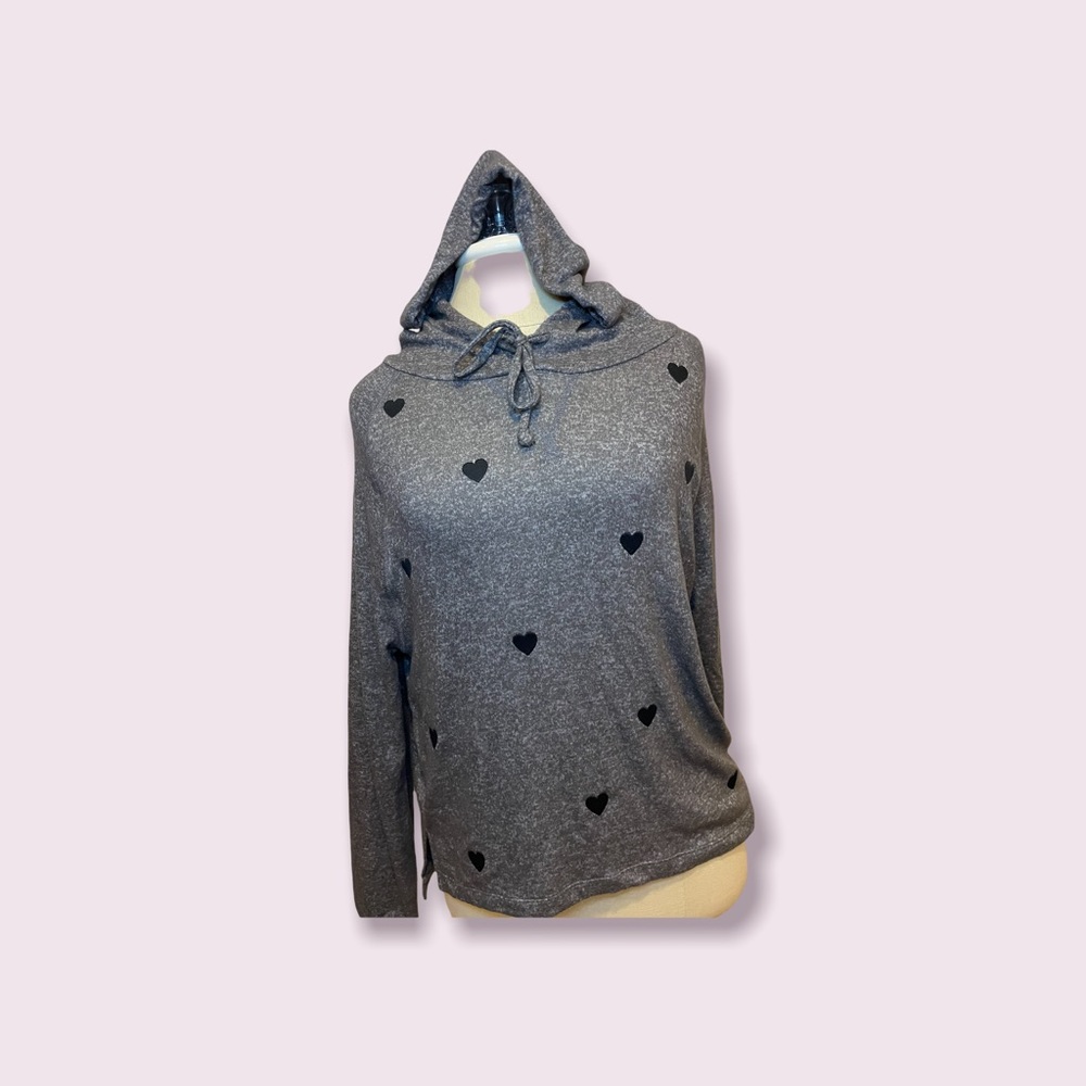 PINK gray black hearts hoodie